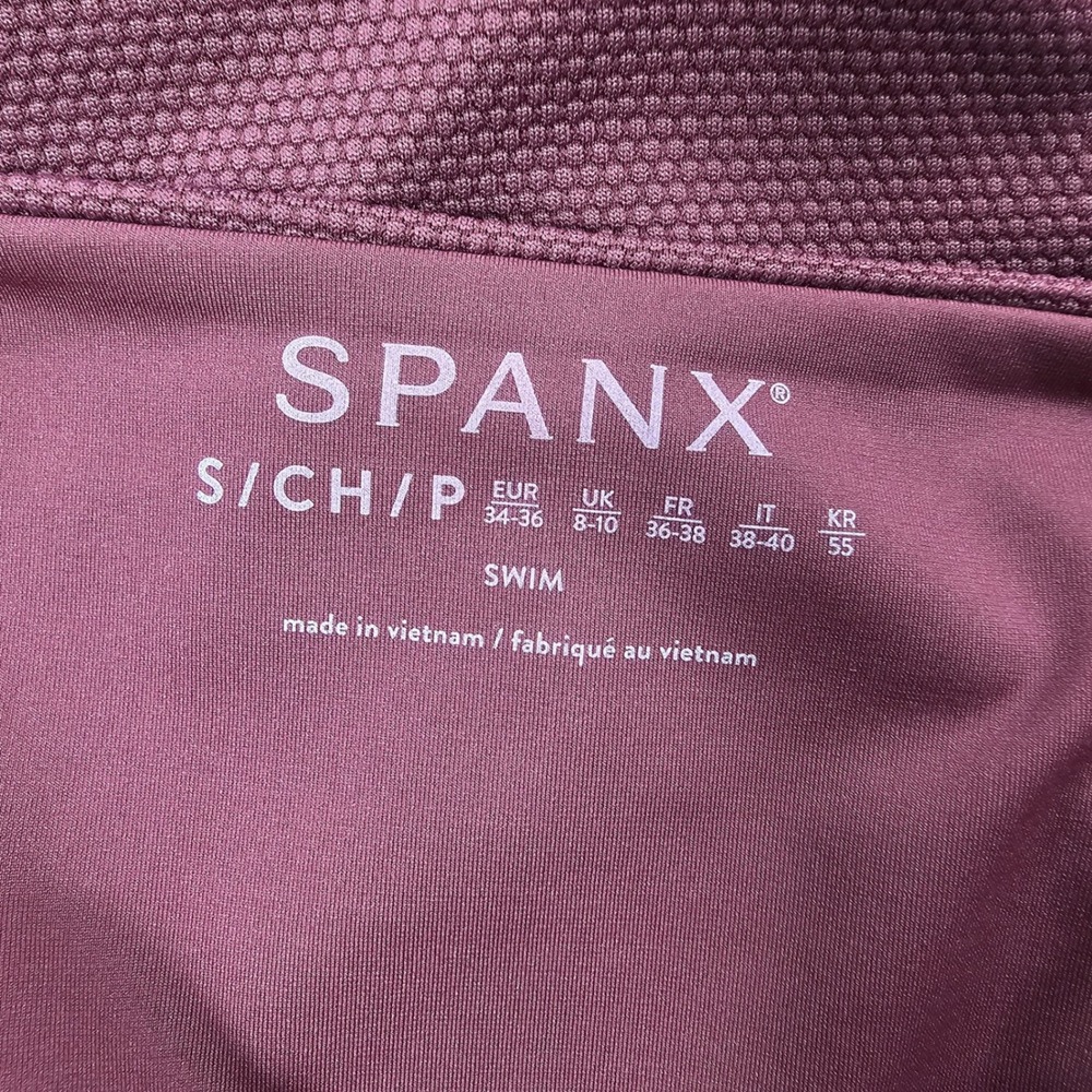 Spanx Shaping Ultra Hi-Rise Cheeky Swim Bottoms Women S Mulberry Textured 50673R - Picture 10 of 11